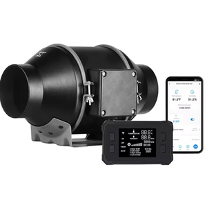 ระบบควบคุมอุณหภูมิอัจฉริยะ พัดลม EC แบบอินไลน์ขนาด 4/<span class=keywords><strong>6</strong></span>/8 นิ้ว พร้อมเซ็นเซอร์วัดความชื้นและอุณหภูมิ  ตัวกรองคาร์บอนพลาสติก ท่อระบายอากาศ ชุดอุปกรณ์ปลูกพืชครบชุดสำหรับเต็นท์ปลูก - Product Image 1