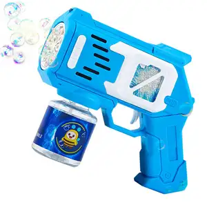 Gatling-máquina de jabón automática para niños, soplador de jabón con 10 agujeros, juguete de luz LED, pistola de burbujas de regalo