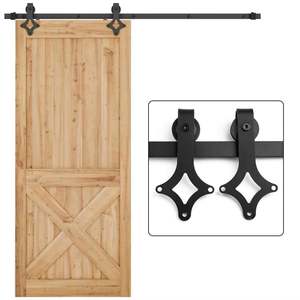 Kit de Herrajes para Puerta Corredera de Acero WEKIS de Alta Calidad, Forma de Rombo, 2m de Largo, Herrajes de Latón para Puerta Corredera para Uso en Pasillos - Product Image 1