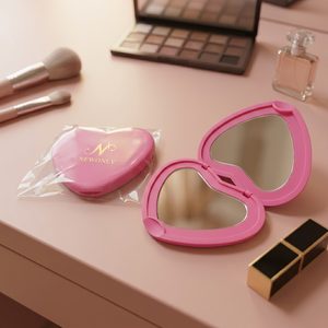 OEM Supplier Customized Portable Double-Sided 1X2X <strong>Foldable</strong> Heart Shape Compact <strong>Mirror</strong> Personalized Mini Pocket Makeup <strong>Mirror</strong> - Product Image 1