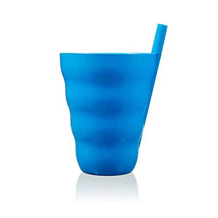 10 ออนซ์เครื่องดื่มถ้วยนมถ้วยแก้วพลาสติกที่มีสีสัน Sip ถ้วยที่มีฟางสำหรับเด็ก