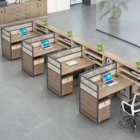 Moderna Scrivania da Ufficio a L in MDF Lucido Eco-Friendly con Spazio di Archiviazione per 4 Persone