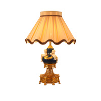 Lampe de chevet de style français en cuivre massif, avec portrait d'ange en céramique blanche, vintage, de luxe, pour hôtel, hall d'entrée