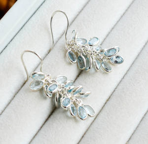 Pendientes de Topacio Azul Celestial en Forma de Gota con Plata 925, Estilo Moderno, Venta al Por Mayor - Product Image 6