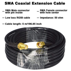 RG58 Personnaliser Câble Coaxial 2m 5m <span class=keywords><strong>10m</strong></span> Rg58 <span class=keywords><strong>SMA</strong></span> Mâle à <span class=keywords><strong>SMA</strong></span> Femelle Connecteur Câble Basse Consommation RG58 - Product Image 5