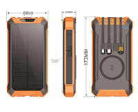 Banque d'alimentation solaire 15W, charge rapide sans fil, haute capacité 20000mAh, batterie Li-Polymère, écran LED, sortie Type-C, Ultra Micro USB