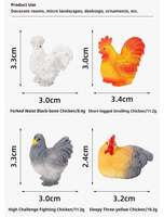 Miniatures de poulets, coqs et poules en résine pour terrariums de mousse, tables de sable rurales et décorations de micro-paysages