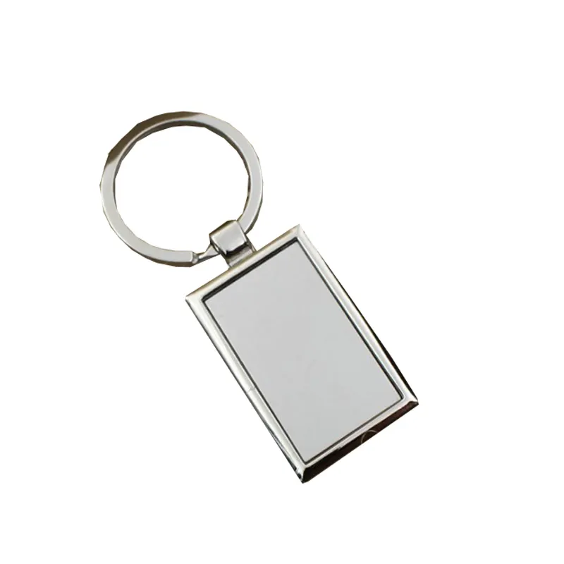 Hot Sale Customized LOGO Rectangular Metal Key Chains Custom Metal keychain Plain Key Ring