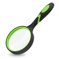 LARREX Portable 75mm Optical Handheld Non-Slip Simple Shatterproof 10X Magnifying Glasses Senior Kids Reading ABS+Glasses Light