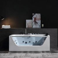Luxueux Whirlpool Hydro Air Massage Baignoire Jet SPA pour Adulte avec Robinet De Douche LED Éclairage Salle De Bains Baignoire Verre Acrylique