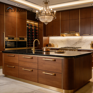 Rusya Villa Projesi Mutfak Dolabı Tasarımı Modern Siyah Lake Prefabrik Üst Tabla Alt Tabla Mutfak Vitrini Mutfak Mobilya Takımı - Product Image 2