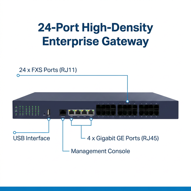 IAD600-24FXS VoIP Gateway 4 Gigabit GE Ports SIP IAD Analog IP Converter Asterisk 3CX Office Enterprise PBX System