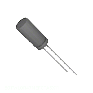 Condensador de canal del fabricante, de orificio pasante, de aluminio, 0.47uF 20% 50V RADIAL 0.47 uF 50TWL0R47MEFCTA5X11 - Product Image 1