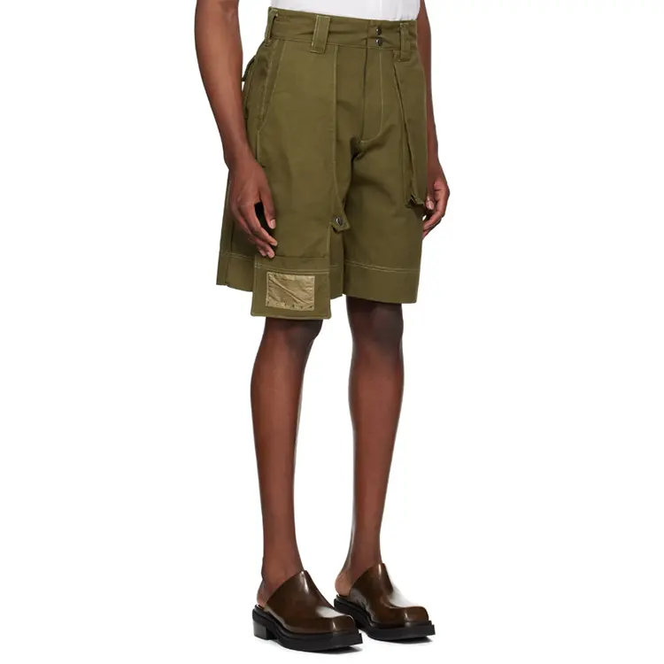 Bermudas de trabajo con bolsillos cargo 3D de mezclilla 100% algodón teñidas prendas personalizadas para hombre