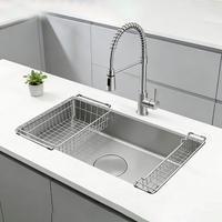 Évier de cuisine en acier inoxydable 304 fait main, à cuve unique, à encastrer, avec surface noire mate, pour une utilisation en cuisine agricole