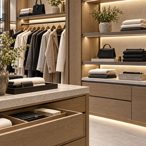 Estantes de Exhibición Creativos con Luces LED para Tiendas de Ropa, Diseño Ecológico y Resistente para Decoración Interior de Comercios - Product Image 2