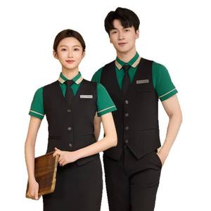 Venta al por mayor Catering Hotel <span class=keywords><strong>Restaurante</strong></span> Bar Café Servidor Recepción Uniforme DE TRABAJO Hombres Mujeres Camarero Camarera Camisa de manga corta - Product Image 1