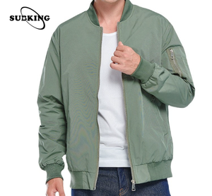Chaqueta de bombardero táctica en blanco con cremallera para hombre, ropa de calle, chaqueta de piloto de vuelo con estampado bordado personalizado - Product Image 1