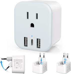 Elegrp foldable לנו סוג אירופאי נסיעות ממיר שקע מתאם רב תקע עם usb c יציאת אוניברסלי מתאם נסיעות - Product Image 1