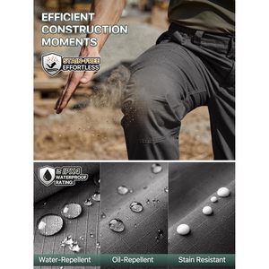 Men's Cargo <b>Pants</b> Water Resistant Ripstop Tactical <b>Work</b> <b>Pants</b> Lightweight Outdoor Hiking <b>Pants</b> Elastic Waist Button Fly Canvas - Product Image 4