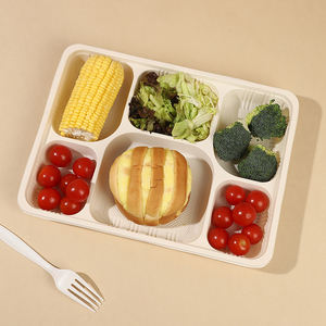 Loncheras Desechables de 6 Compartimentos, Biodegradables, de Almidón de Maíz, Aptas para Microondas, para <span class=keywords><strong>Comida</strong></span> Rápida para Llevar - Product Image 2