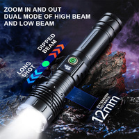 Lampe de poche LED étanche pour le camping, plus de 1000 lumens, corps en alliage d'aluminium, indice de protection IP55, zoom réglable, rechargeable par USB-C, batterie numérique