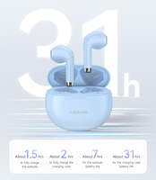USAMS YO17 Headphone Nirkabel BT5.3 Berkualitas Tinggi dari Pabrik, Port Pengisian Daya Usb c, Earphone TWS Peredam Kebisingan Warna-warni