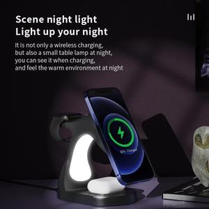 Support de chargeur sans fil magnétique 4 en 1 avec lampe LED, chargeur rapide universel à induction 15W, station d'accueil pour iPhone, iWatch, AirPods - Product Image 4