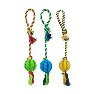 Toptan çevre dostu köpek çiğneme ipi oyuncaklar çiğneme lastik top ile dayanıklı örgülü pamuk halat çok satan ürün - Product Image 4