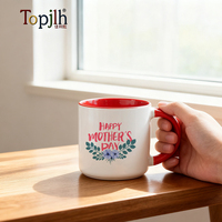 Mug en céramique bicolore 380 ml, intérieur bicolore, tasse à café avec poignée colorée, impression de logo personnalisée, vente en gros Topjlh