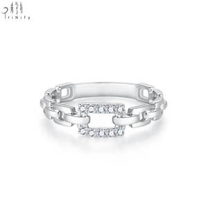 Nouveautés : Bague chaîne classique, design populaire en gros, simple, en or massif 18 carats avec diamants naturels, pour la Saint-Valentin - Product Image 3