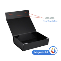 Boîte à vêtements magnétique pliable noire personnalisée avec logo UV, boîte cadeau magnétique pliable pour sweat-shirt, vêtements, emballage de marque