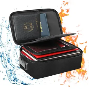 Fireproof Storage Organizer Case with Lock For Cash Card Passport Check Bill Travel Home Organizer Fireproof Document Bag