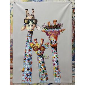 Mintura Tùy Chỉnh Động Vật Sơn Dầu Tường Nghệ Thuật Handpainted <span class=keywords><strong>Canvas</strong></span> Cho Trang Trí Nội Thất Phim Hoạt Hình Hươu Cao Cổ Poster Cho Phòng Trang Trí Nội Thất - Product Image 6