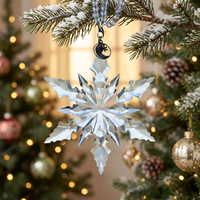 Ornamen Salju Kristal Natal Transparan Model Terbaru 2026, Liontin Salju Kristal Kaca Gantung Grosir