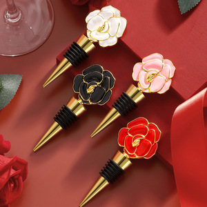 Valentine's Day Rose Wine Stopper Gold Red Pink White Black Metal <b>Sealing</b> Bottle Plug Gift - Product Image 2