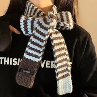 Écharpe rayée Y2k personnalisée avec logo pour femmes, écharpe longue et fine, écharpe en tricot moelleuse et colorée pour l'hiver et Noël