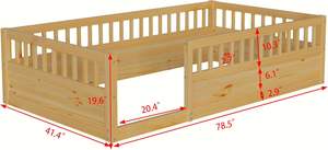 מיטה קומה אחת מעץ מונטסורי עץ עם מגירה עיצוב נייד לחדר שינה או אפשרות סיטונאית בסלון - Product Image 4