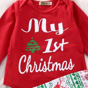 Vente en gros <span class=keywords><strong>de</strong></span> barboteuse + leggings + chapeau pour tout-petits vêtements <span class=keywords><strong>mon</strong></span> <span class=keywords><strong>premier</strong></span> Noël pour bébés costume pour nouveau-nés - Product Image 5