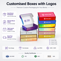 Boîte d'expédition pliante en carton ondulé holographique avec logo personnalisé, emballage cadeau pour abonnement e-commerce