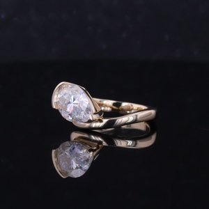 Moissanite <b>Ring</b> 10k Yellow Gold 7*10mm Pear Cut <b>Pinky</b> <b>Ring</b> Engagement <b>Rings</b> - Product Image 2