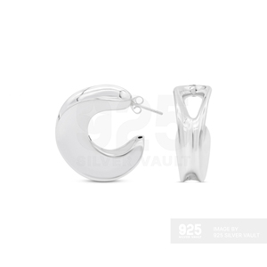 Magnificent Quality Curved C-Shape Cutouts Diameter 11.0 mm 925 Sterling <b>Silver</b> <b>Stud</b> Earrings - Product Image 2