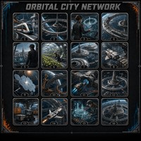 Tarjetas Coleccionables de Metal Personalizadas, Diseño Orbital City Network, Impresión HD en Acero Inoxidable, para Coleccionistas de TCG y Regalo de Ciencia Ficción