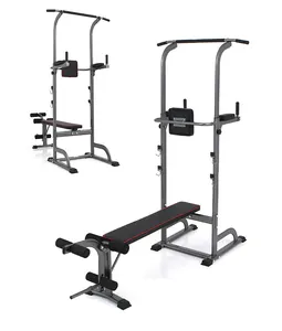 ZYFIT Power Tower con panca Pull Up Bar Stand Dip Station regolabile in altezza pesante Multi-funzione Training CD-002