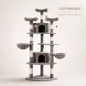Tour pour <span class=keywords><strong>chat</strong></span> de luxe écologique, moderne, haut de gamme, grande taille, multi-niveaux, rembourrée, fournie par le fabricant - Product Image 1