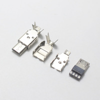 Connecteur jack 5P USB, plaqué Nickel/or, Micro USB 5 broches, Type soudage, pièces métalliques 3 en 1