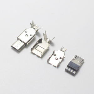 Connecteur jack 5P USB, plaqué <span class=keywords><strong>Nickel</strong></span>/or, Micro USB 5 broches, Type soudage, pièces métalliques 3 en 1 - Product Image 2