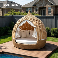 Tempat tidur santai luar ruangan, Balkon taman, tempat tidur bulat, Sofa kolam renang luar ruangan tepi pantai, kursi berbaring
