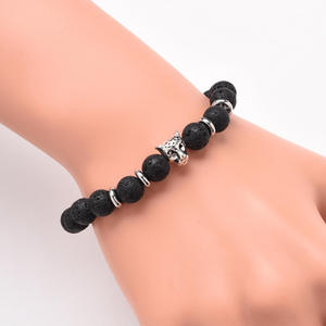 Pulsera de cuentas de piedra Natural de perla mate, cabeza de león, búho, leopardo, <span class=keywords><strong>Spiderman</strong></span>, pulsera de energía de meditación de piedra de Lava a la moda, regalo - Product Image 2