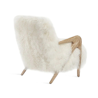 Fauteuil de loisirs en bois massif de style nordique, coussin en laine d'agneau, fait à la main, écologique, doux, meubles de salon, chambre à coucher